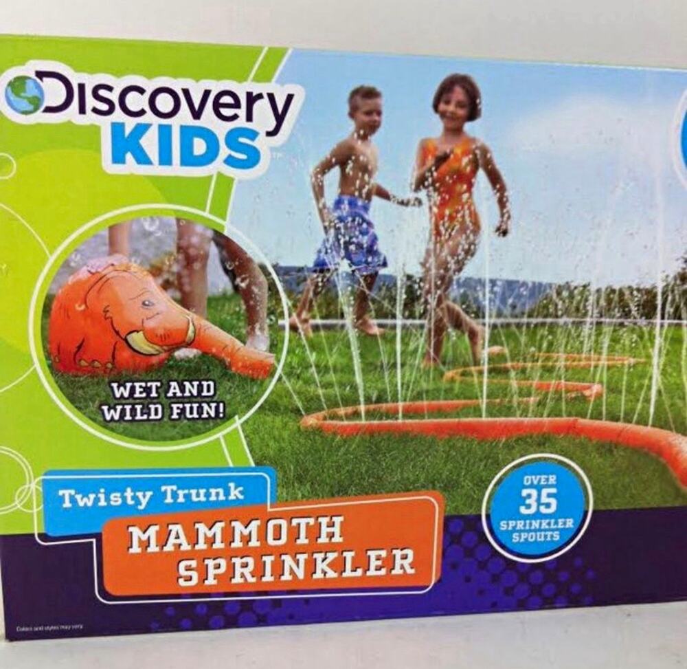 Discovery Kids Twisty Trunk Mammoth Sprinkler, 20 ft Vinyl Orange Lawn Game Toy